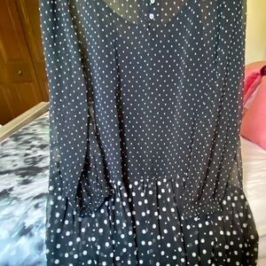 LOFT Black and White Polka Dot Mini Dress
